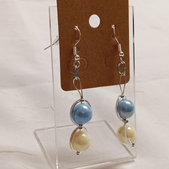 Steel Homemade Hand Crafted Dangled Earrings with Acrylic Beads #58 - Picture 13 of 14